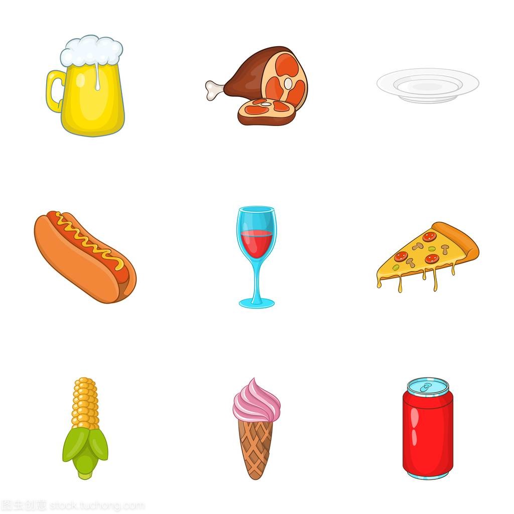 垃圾食品卡通图标集 可爱与诱惑的视觉盛宴